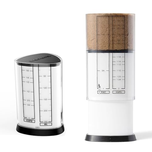 KitchenArt 1 & 2 Cup Tri Adjust A-Cup, Easy Pour Adjustable Measuring Set