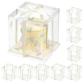 8 Pcs Clear Gift Box with Ribbon 3-Layer 10x10x12 Inch, Transparent Cake Carrier Box with Lids, PET Tall Cake Packaging Boxes, Clear Gift Boxes for Birthday,Wedding and Festival Party - size: 10*10*12 in