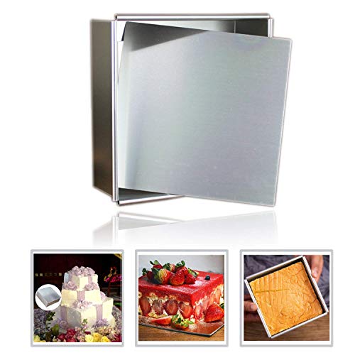 Anodized Aluminum Square Cheesecake Pan Chiffon Cake Mold Baking Mould with Removable Bottom 7 Inch x 7 inch x 3 inch (A 7 inch)