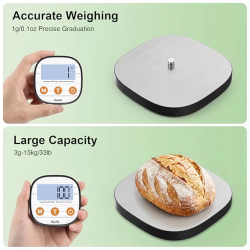 Rechargeable Kitchen Food Scale, Diyife 33lb Wireless Digital Kitchen Scale