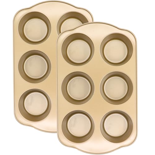 Jumbo Muffin Pan, 6 Cup, 3.5inch Dia, 2 Pack