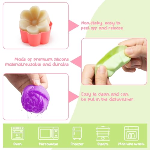R HORSE Mini Size Silicone Molds, 2 inch Multi Flower Shapes Baking Cups - color: Muticolored