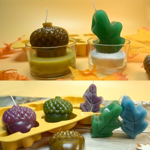 Fall Soap Molds Silicone, 2 Pack Acorn Leaf Thanksgiving Mold 12 Cavity - color: Thanksgiving Fall