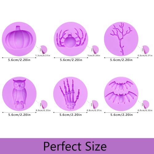 Halloween Bat Spider Silicone Molds Set of 6, for Cake Decoration