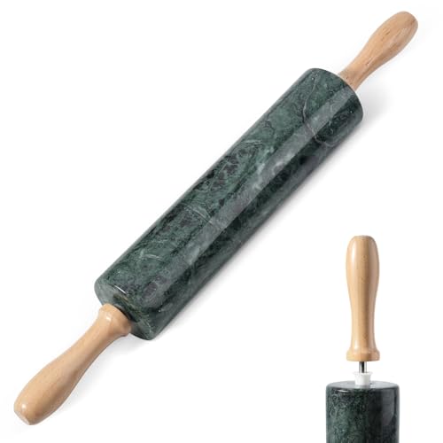 Koville Indian Green Marble Rolling Pin, Non-Stick Stone Dough Roller, 18 Inch Rolling Pin for Baking,Pasta, Dumpling, Ravioli, Fondant,Pie Crust, Kitchen Baking Pastry Tools, Kitchen Essential - color: Indian Green