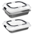 Qinyoung 2 Pcs Black Gray Cake Pan with Lid and Handle, 9 X 13 Inch - color: Black Gray