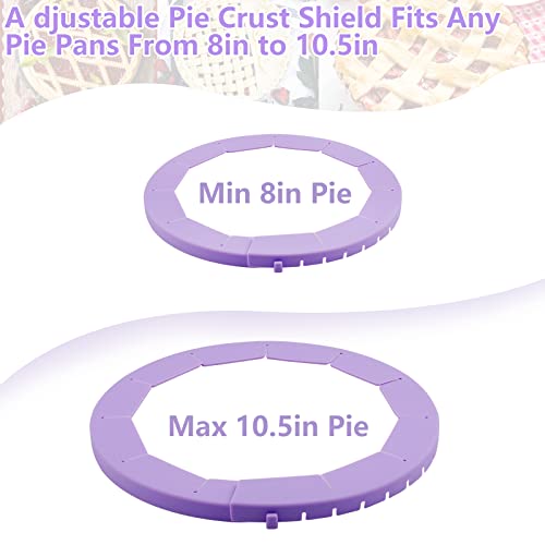 Heavy Duty Silicone Pie Crust Shield Edge Protector Fit 8-10.5 Inch Pie Pan - color: Purple