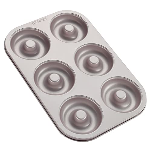 CHEFMADE Donut Mold Cake Pan, 6-Cavity Non-Stick Ring Doughnut Bakeware for Oven Baking (Champagne Gold) - size: 05 - Round 6 Cups