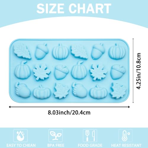 2PCS Fall Thanksgiving Silicone Molds for Chocolate, Candy, Jelly, Craft - color: Blue(18 Cavity)-R0268