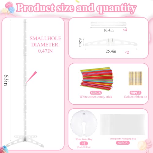 5.25 ft Plastic Cotton Candy Stand Adjustable Tall Cake Pop Floor Display
