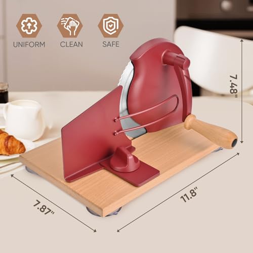 SOWKIPE Manual Bread Slicer for Sourdough, Adjustable Hand Crank, Red - color: Red