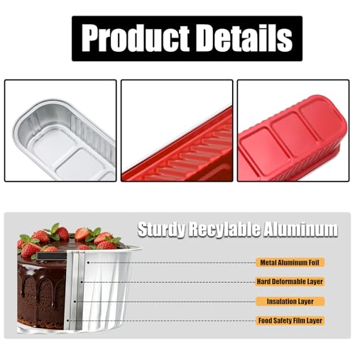 50 Pack 6.8oz Mini Cake Pans with Lids, Red - color: Red, size: Rectangle