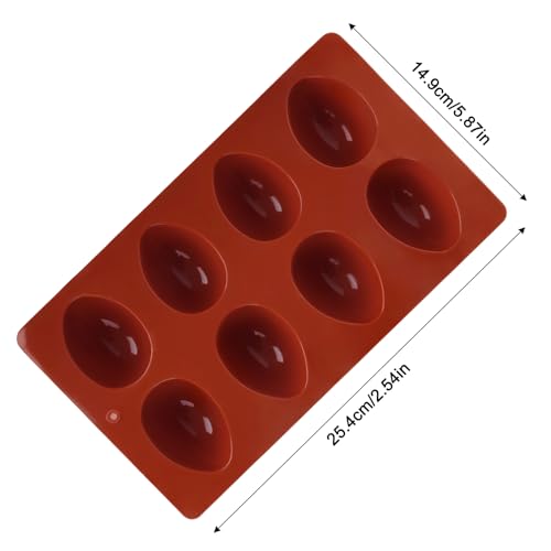 3Pcs 8-Cavity Easter Silicone Egg Molds, Egg Shaped Cake Pop Mold, Baking Supplies for Making Chocolate Jello Candy Dessert Muffin Mousse Pastry (Brick Red) - color: Brick Red