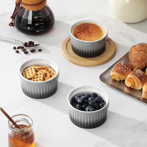 MALACASA 6 oz Ceramic Ramekins, Oven Safe Souffle Dishes, Set of 6, Grey - color: Grey, size: 6 Oz