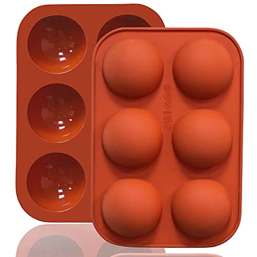 Lerykin 6 Holes Medium Semi Sphere Silicone Molds, 2 Packs Half Sphere Silicone Baking Molds for Making Chocolate, Cake, Jelly, Dome Mousse - color: 6-Cavity Medium (2 Pack)