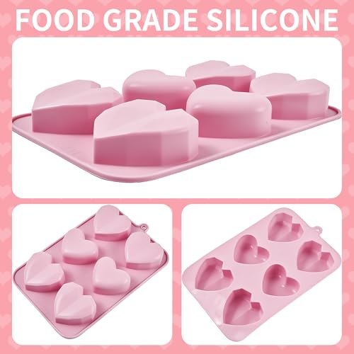 Heart Mold Silicone Jello Molds, 2 Pack Heart Shaped Chocolate Mold Valentine's Day Muffin Brownie Pan for Baking, Jelly Candy Mould for Hot Chocolate Bombs Ice Cube Candle Soap Making - size: Heart
