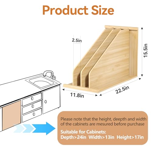 tonchean Wood Tray Dividers for Cabinet with 3 Sections