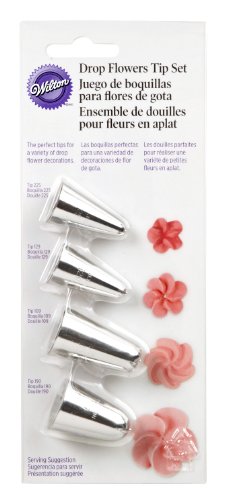 Drop Flower Decorating Piping Tip Set, 4 piece set (Pack of 2)