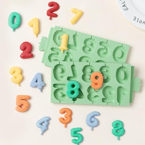 KALAIEN 0-9 Number Silicone Mold, 2 Pack 3D Chocolate Fondant Molds