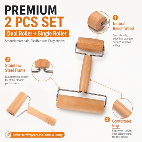 Small Wooden Rolling Pin for Baking, 7 Inch Mini Dough Roller, Non Stick Pizza Roller for Pastry Cookie Tortilla Dumpling Fondant Pie Crust Pasta (GMZ-TH) - size: GMZ-TH