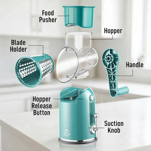 Rotary Cheese Grater Hand Crank, Vegetable Shredder - Classic Green - color: 27 - Green