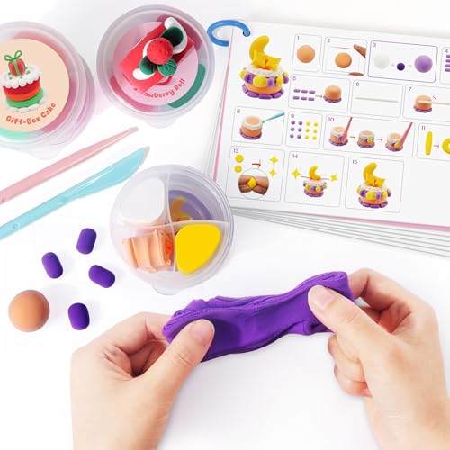 Helsort Air Dry Clay Kit, 12 Cake Modeling Clay for Kids, Tutorial Video - style: Clay Cake Kit
