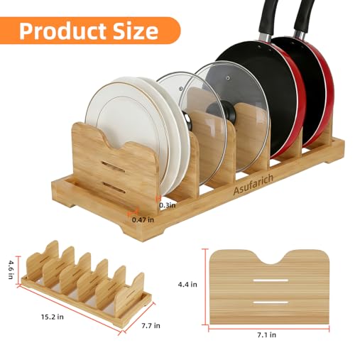 Pots and Pans Organizer Under Cabinet, Cutting Board/Baking Sheets Storage Rack, Adjustable Bamboo Pot Lid Holder, Pot Lid Organizer Inside Cabinet, Pot and Pan Organizers(Natural) - size: 40