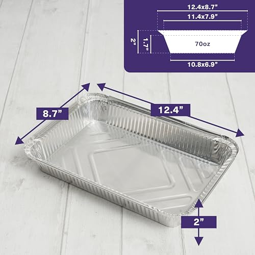 MATANA 25 Pack 8x12 Foil Aluminum Pans Disposable Trays - Ideal for Roasting, Baking, Lasagna, Cakes, Tarts, Bread, Crawfish, Chafer, Party - style: 8x12 (25 Pans)