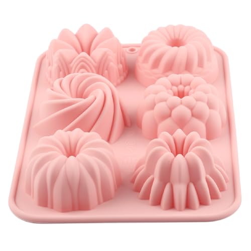 6 Cavity Multi Pattern Flower Bundt Silicone Chocolate Molds - color: Style A