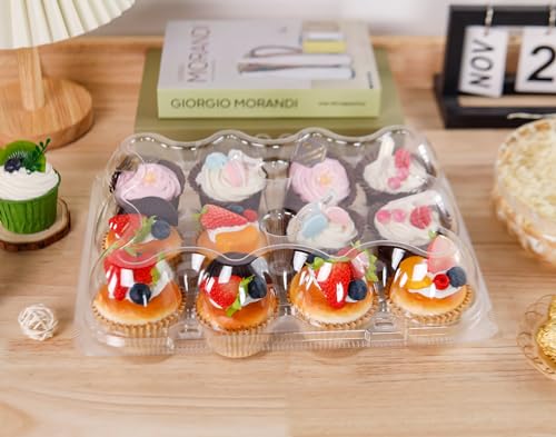 NPLUX 12 Count Cupcake Containers 6 Pack Clear Plastic Cupcake Boxes