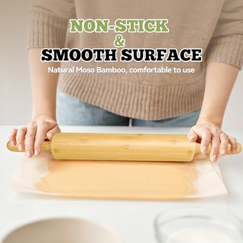 17.5 inch Wooden Rolling Pin for Baking - Long Dough Roller for All Baking Needs - size: 17.5 inch