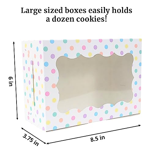 Polka Dot Cookie Boxes - 12 Pack - Pastel Bakery Gift Box with Window - color: Pastel Polka Dots