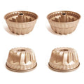 4 Pack Fluted Cake Pan, 4 inch Mini Cake Pan Set, Carbon Steel Reusable Nonstick Small Baking Cup Mold Round Bakeware for Kugelhopf, Cake, Brownie, Jello, Bavarois - Gold