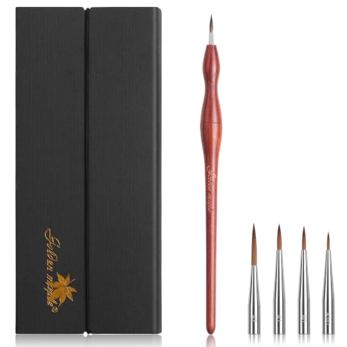 Golden Maple Kolinsky Sable Miniature Brush Set with 4 Replaceable Heads - size: 3/0 0 1 2