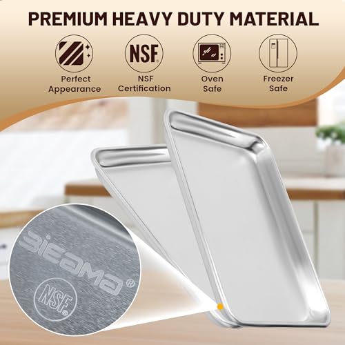 BIEAMA 6 Pack Quarter Size Aluminum Baking Sheet Pan, 13" × 10" - size: 6PACK 13"×10"