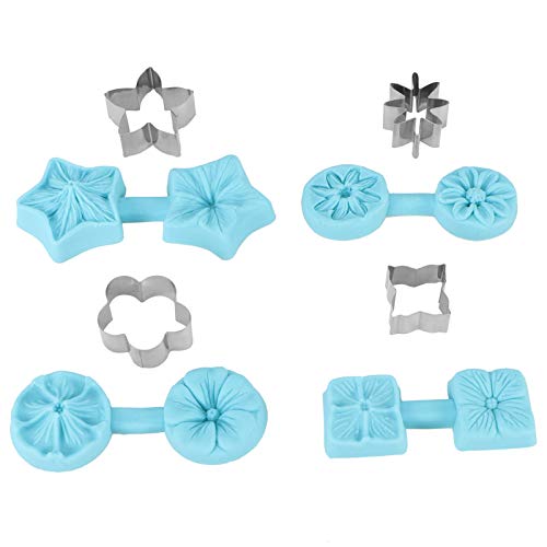4 Sets Silicone Baking Molds with Cutter, Fondant Molds for Cake Decorating Flowers