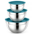 P&P CHEF Stainless Steel Mixing Bowls with Airtight Lids, Blue - color: Blue, style: Airtight Lids
