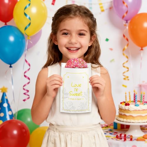 ZAVOOS 150 Pieces Love is Sweet Paper Treat Bags, 5 x 7.8 Inch
