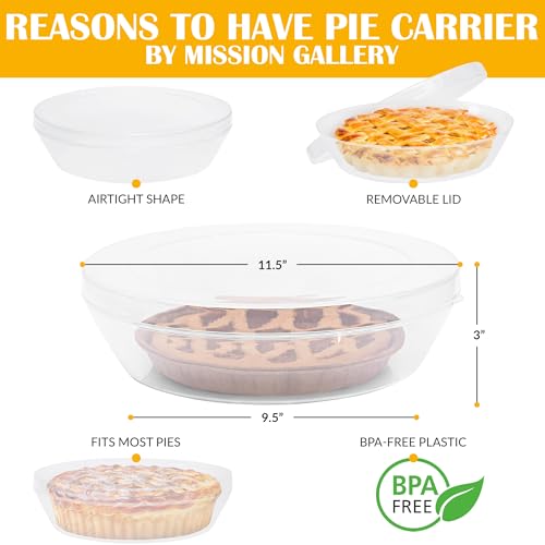 2 Pack Pie Carrier with Airtight Lid - Transport Pie Container, Storage
