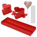 Heart Cake Pop Mold Set with 9in Tray and Sticks- Red - color: Red（Heart）