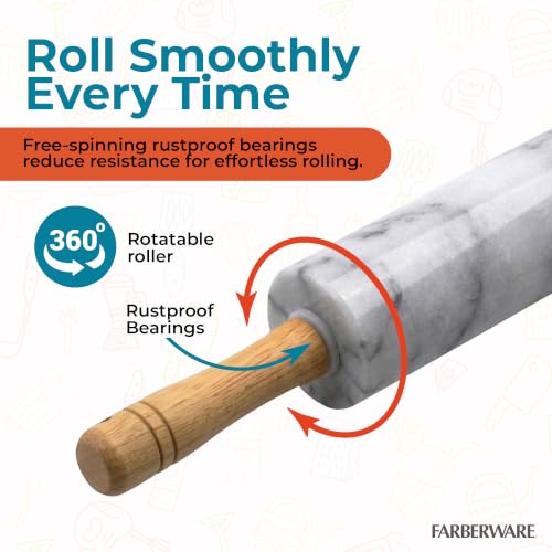 Farberware Dough Rolling Pin with Wooden Stand - Marble - color: Marble