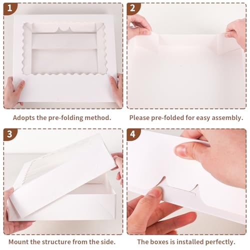 24pcs Bakery Boxes with Window, 14x10x2.5 Inch cookie Boxes, White - color: White, size: 14*10*2.5inch/24pcs