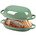 EDGING CASTING Enameled Cast Iron Oval Dutch Oven Pot with Lid, Dutch Oven for Sourdough Bread Baking, Bread Oven, Bread Dutch Oven, Oval Bread Pan, 5qt, Sage Green - color: Sage Green, size: 5 Quart