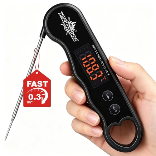 0.3s Fast Read Meat Thermometer – USB-C Rechargeable,Black - color: Black