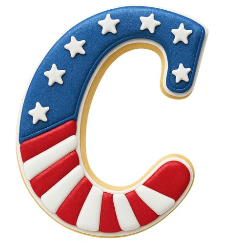 Mighty Gadget Fancy Cursive Letter A to Z Cookie Cutter - 4" Tall Alphabet Baking Mold (Random Color) (C) - color: C