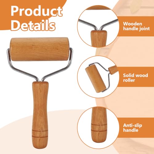 Small Rolling Pin, Wooden Dough Roller, Non-Stick Pizza Roller, T Type Rolling Pins for Kitchen Baking, Pizza Dough Press (3.8 * 7.5 inch) - size: 3.8*7.5 inch