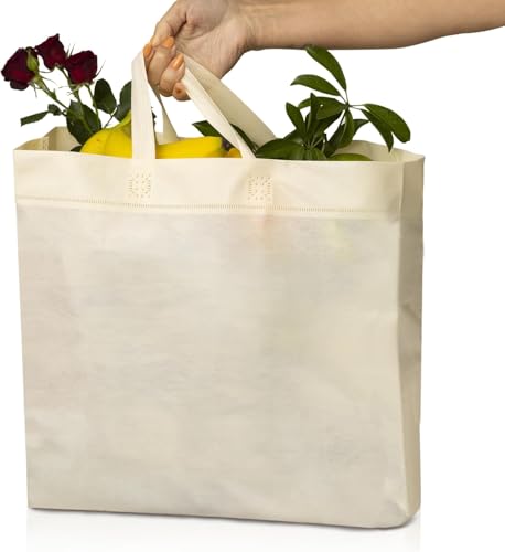 Simply Cool 400 Pack Reusable Grocery Bags, Medium Tote Bags Bulk, Cream - color: Cream, size: 400 Pack - Medium Bags
