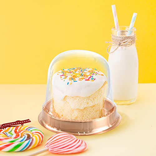 Clear Plastic Cupcake Container,25 PC Diameter 5.3 in Height 4.2 in Muffin Pod Dome Disposable Individual Box Single Holders With Lid for Wedding Birthday Christmas Halloween - color: Clear/Gold, size: 25 count