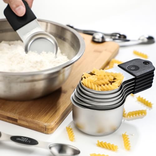 Magnetic Measuring Cup & Spoon Set Stainless Steel 7 Magnetic Measuring Cup - color: Black