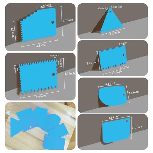 Cake Scraper, 6 Pcs Cake Smoother Scraper, Dough Scraper Blue - color: Blue